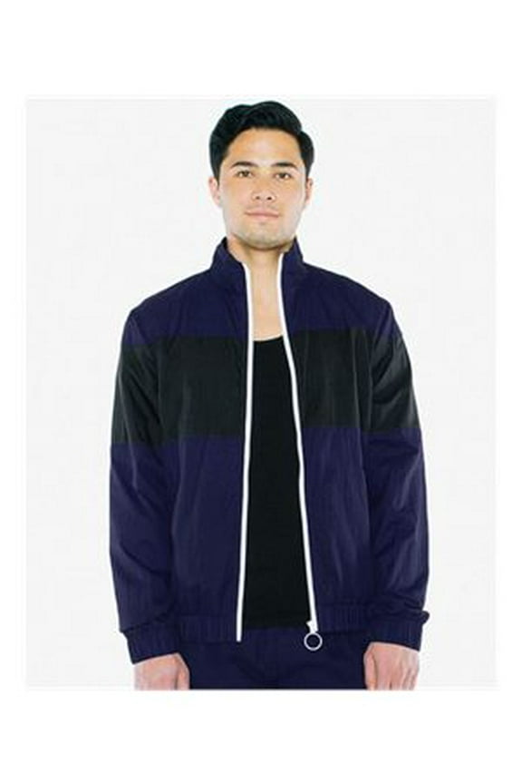 Retro 80's Style Men's Nylon Windbreaker Jacket by American Apparel, Cobalt - XL