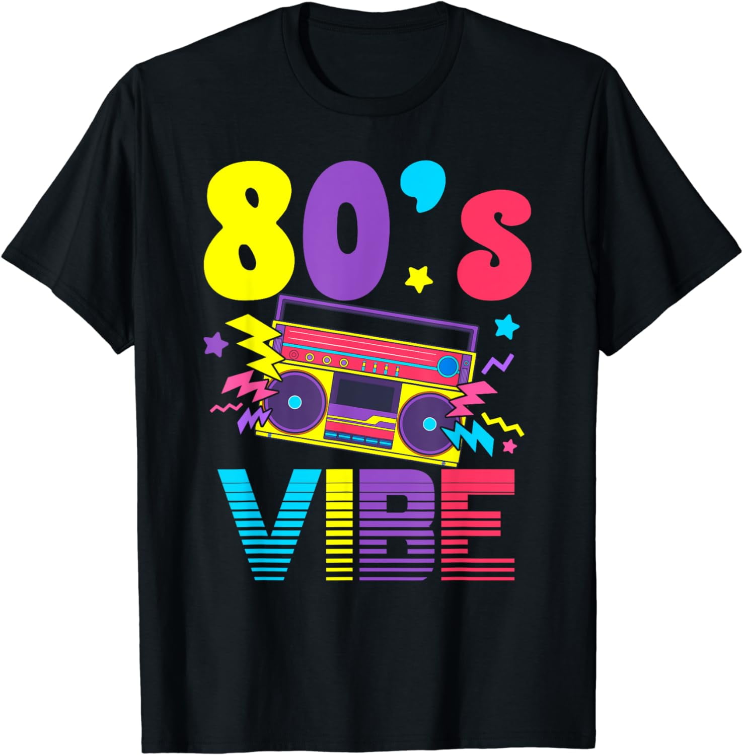 Retro 80's Vibe Costume 1980s Party 80 Outfit Men Women Kids T-Shirt ...