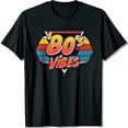 thumbnail image 1 of Retro 80's Vibes Black T-Shirt with Colorful Triangular Graphic & Barbed Wire Design, 1 of 5