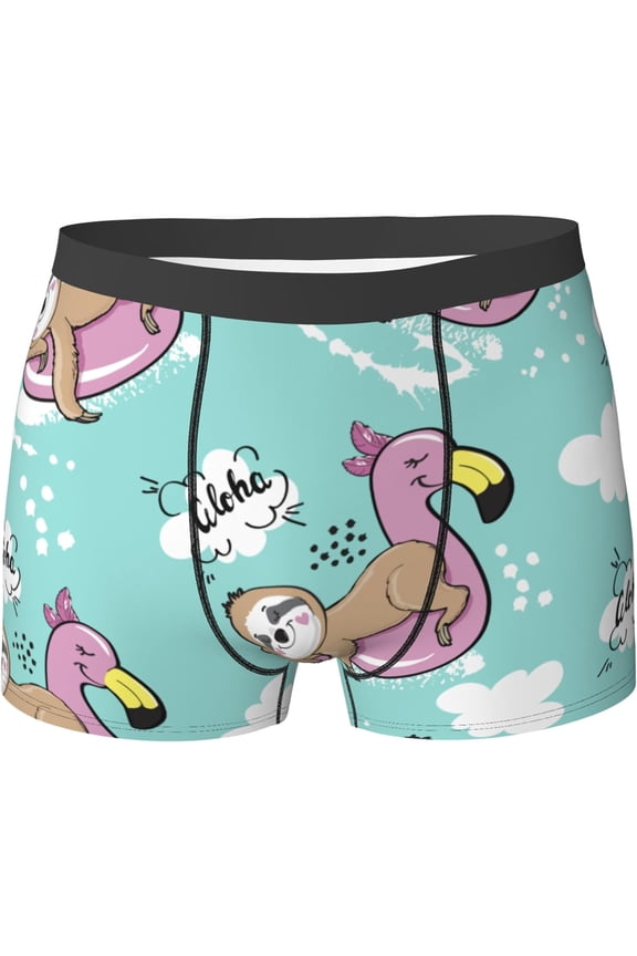 Retro 80S 90S Mens Breathable Boxer Briefs, Ultra Soft Sweat-Absorbent Boxer Shorts Underwear, Leisurely Sloths