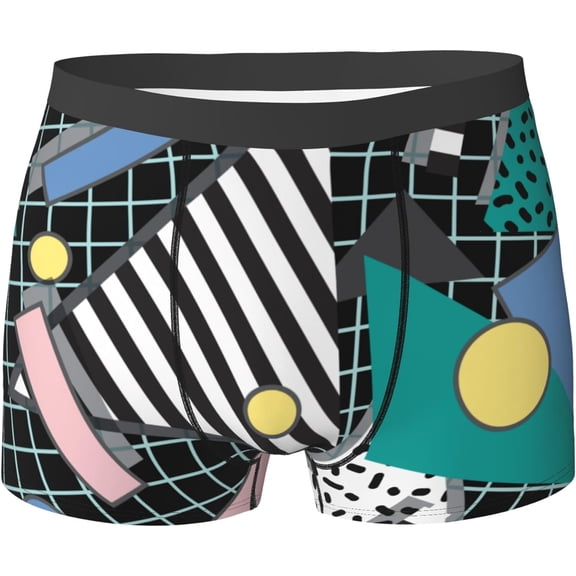 Retro 80S 90S Mens Breathable Boxer Briefs, Ultra Soft Sweat-Absorbent Boxer Shorts Underwear, Retro 80S 90S Fashion Style
