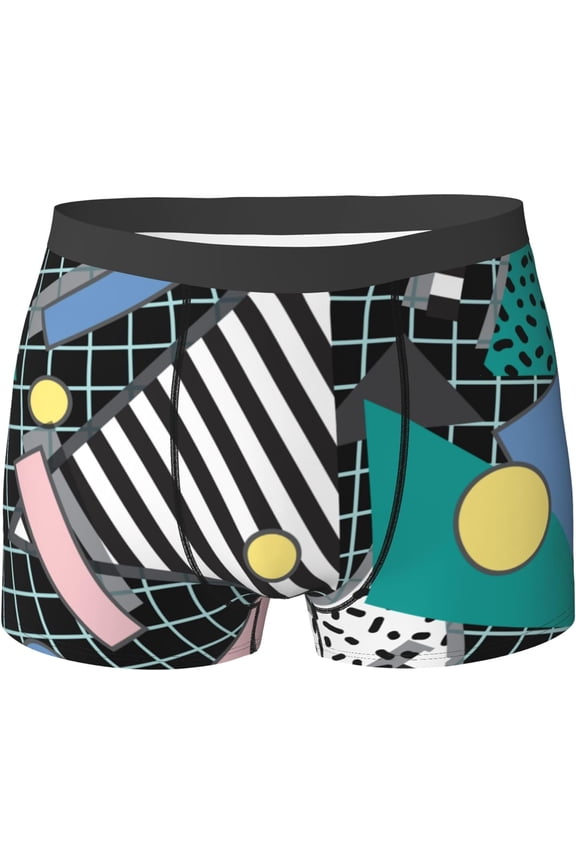 Retro 80S 90S Mens Breathable Boxer Briefs, Ultra Soft Sweat-Absorbent Boxer Shorts Underwear, Retro 80S 90S Fashion Style