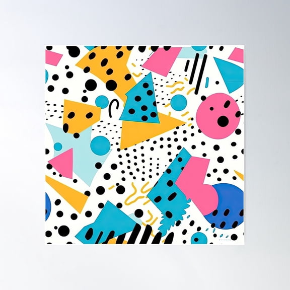 Retro 80S And 90S Pop Memphis Pattern Poster Wall Art, Modern Wall Decor For Living Room Bedroom, 24x24 UNFRAMED