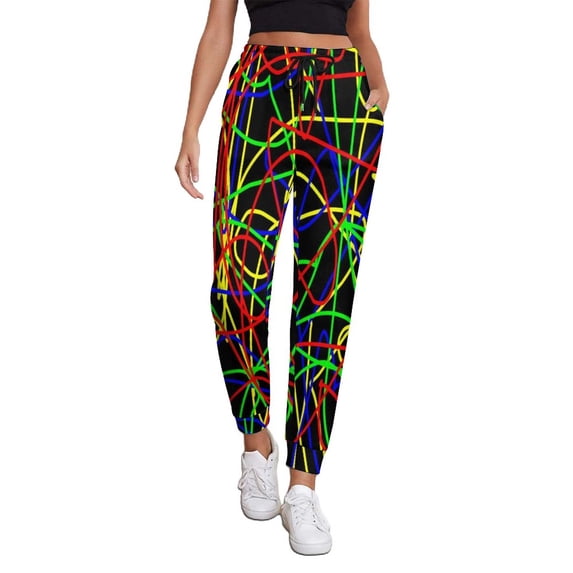 Retro 80S Punk Rock Pants Neon Yellow Leopard Print Casual Big Size Sweatpants Spring Womens Print Street Wear Trousers