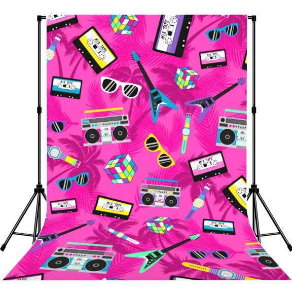 Retro 80s 90s Memphis Geometric Photography Backdrop 5x7Ft High Density Polyester Fabric Backdrop Curtain for Photoshoot Party Video