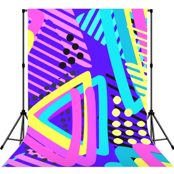 Retro 80s 90s Memphis Geometric Photography Backdrop 5x7Ft High Density Polyester Fabric Backdrop Curtain for Photoshoot Party Video