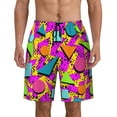 thumbnail image 1 of Retro 80s 90s Men'S Beach Pants Quick Dry Short Swim Trunks With With Pockets And Mesh Lining Swimwear Beach Bathing Shorts Medium, 1 of 1