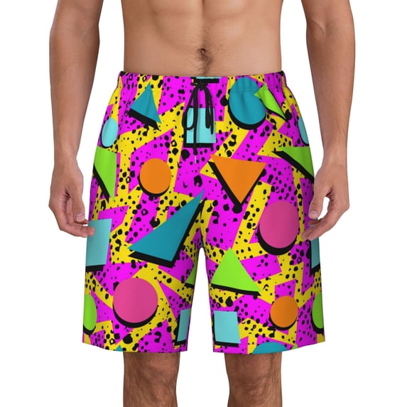 Retro 80s 90s Men'S Beach Pants Quick Dry Short Swim Trunks With With Pockets And Mesh Lining Swimwear Beach Bathing Shorts Medium
