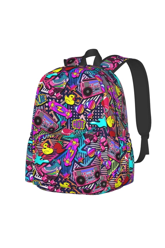 Retro 80s 90s Multipurpose Backpack Lightweight School Work Large Capacity Laptop Packsack Picnic Camping Travel Backpacks