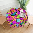 thumbnail image 1 of Retro 80s 90s Tablecloth Round Table Cloths Washable Holiday Table Cover Decorative for Kitchen Dinner Party One Size, 1 of 6