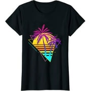 Retro 80s 90s Vaporwave Tropical Sunset Palm Trees T-Shirt