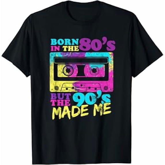Retro 80s Baby 90s Made Me Vintage Graphic Tee Cassette T-Shirt