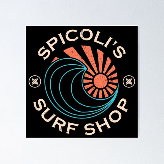 Retro 80s California Surf Shop Graphic Wall Decor Vintage Beach Vibe Art, Unframed Poster