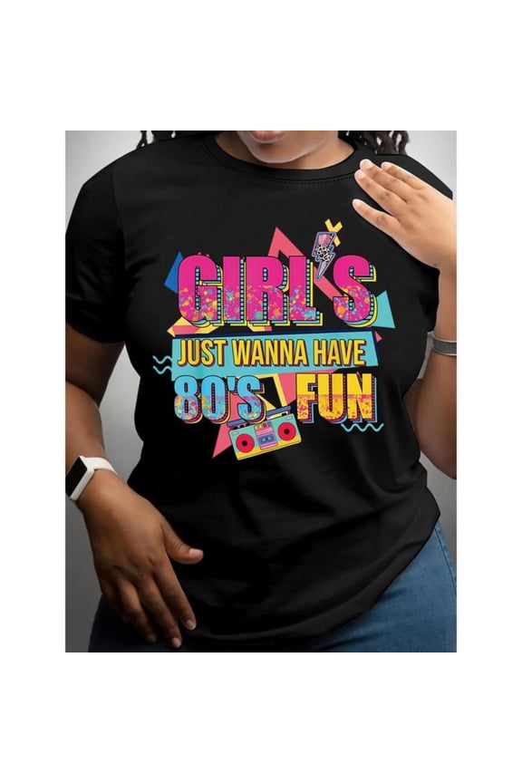 Retro 80s Graphic Tee, Tops Has 80s - Nostalgia Slogan Design, Round Neck Regular Fit T - shirts, Size(S - 5XL)