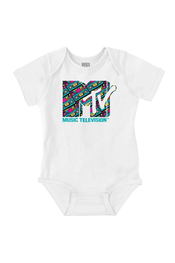 Retro 80s MTV Boombox Radio Logo Romper Boys or Girls Infant Baby Brisco Brands 12M