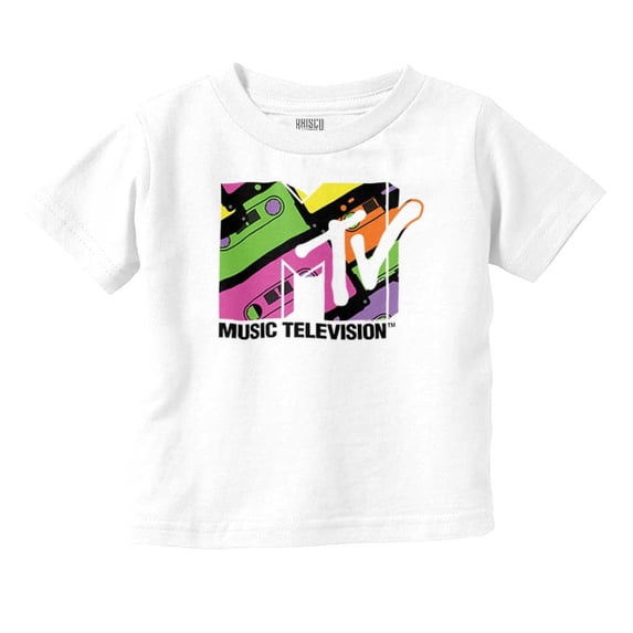 Retro 80s MTV Cassette Tapes Logo Toddler Boy Girl T Shirt Infant Toddler Brisco Brands 18M