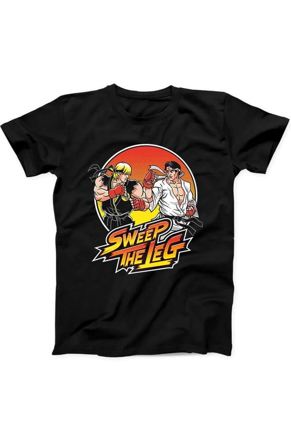 Retro 80s Martial Arts Movie Dojo Sweep Leg Black Graphic Shirt,for men & women up to 5XL