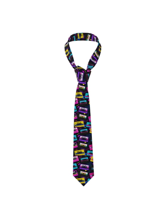 Retro 80s Music Tape Art Men's Neck Tie Casual Necktie Formal Business Wedding Party
