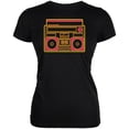 thumbnail image 1 of Retro 80s Neon Sign Boombox Juniors Soft T Shirt Black SM, 1 of 1
