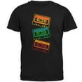 thumbnail image 1 of Retro 80s Neon Sign Cassette Tape Stacked Mens Soft T Shirt Black SM, 1 of 1