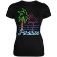 thumbnail image 1 of Retro 80s Neon Sign Flamingo Paradise Juniors Soft T Shirt Black SM, 1 of 1