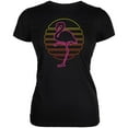 thumbnail image 1 of Retro 80s Neon Sign Flamingo Sunset Juniors Soft T Shirt Black SM, 1 of 1