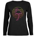 thumbnail image 1 of Retro 80s Neon Sign Flamingo Sunset Ladies' Jersey Long-Sleeve Tee Black SM, 1 of 1