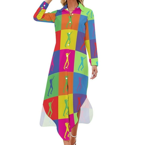 Retro 80s Pop Art Chiffon Dress Geometric Shapes Cute Dresses Street Fashion Casual Dress Female Sexy Print Clothing Big Size