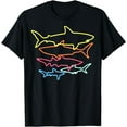thumbnail image 1 of Retro 80s Shark Clothes Shark Party Kids Women Men Sharks T-Shirt, 1 of 4