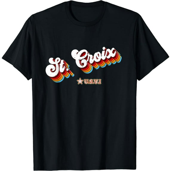 Retro 80s St. Croix U.S. Virgin Islands VI T-Shirt Black Medium
