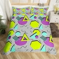 thumbnail image 1 of Retro 80s Style Bedding Set Twin King Size Abstract Geometric Pattern Duvet Cover Set Microfiber Cir, 1 of 5