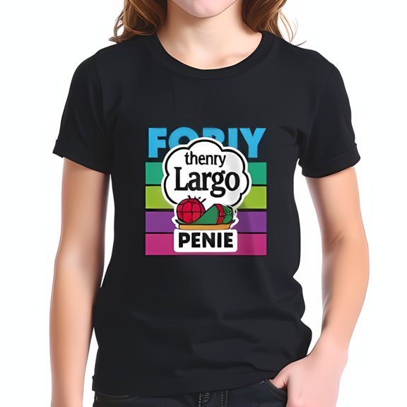 Retro 80s Style Cotton Short Sleeve T-Shirt Colorful Stripe Design with Playful Cloud Text " thenry Largo PENIE "