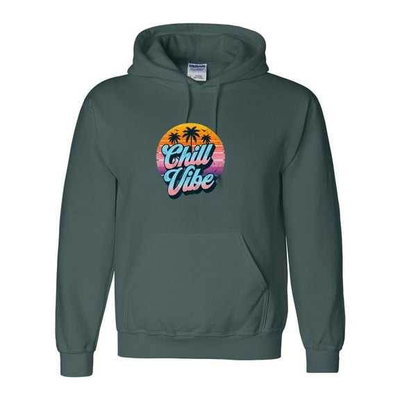 Retro 80s Sunset Palm Trees Tropical Chill Vibe Graphic Hoodie, for men & women, up to size 5XL