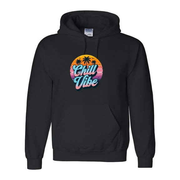 Retro 80s Sunset Palm Trees Tropical Chill Vibe Graphic Hoodie, for men & women, up to size 5XL