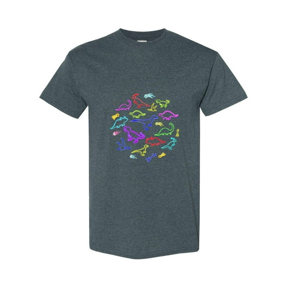Retro 80s Synthwave Style Colorful Neon Dinosaur Graphic Unisex T-Shirt, up to size 5XL