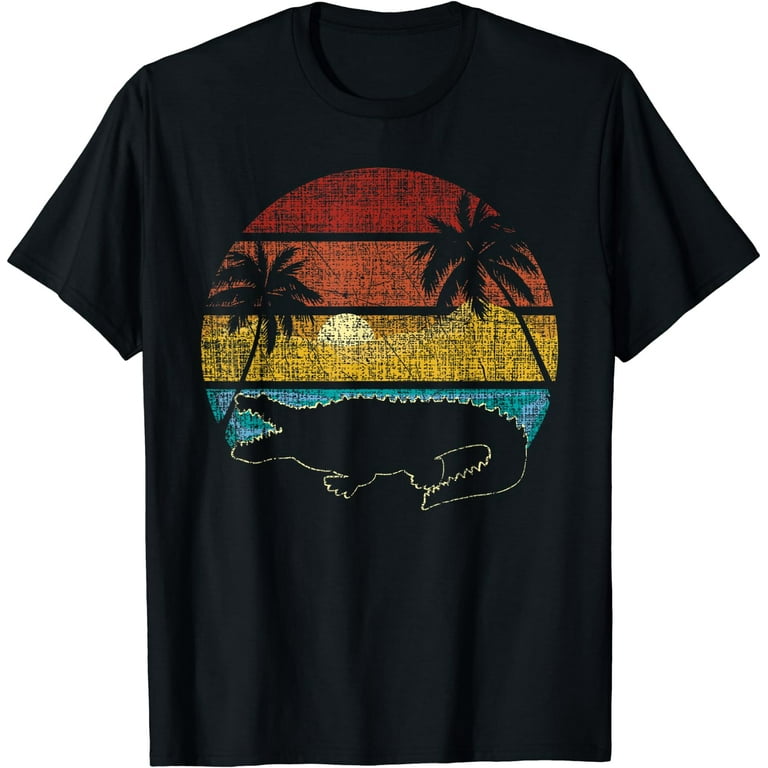Retro 80s Vintage Alligator Gator Crocodile Zoo Animal Lover T Shirt Black 4X Large