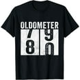 thumbnail image 1 of Retro 80th Birthday Oldometer 79-80 Vintage 80 Years Old Funny Creative Graphic T-Shirt, 1 of 3