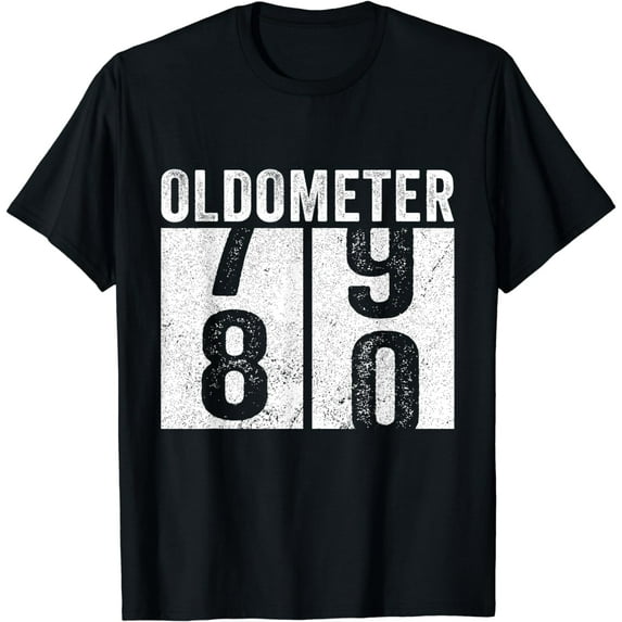Retro 80th Birthday Oldometer 79-80 Vintage 80 Years Old Funny Creative Graphic T-Shirt