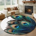 thumbnail image 1 of Retro 8FT Round Area Rugs for Living Room 111 Peacock Feathers Abstract Art Ultra-Thin Non-Slip Round Rugs Machine Washable Low Pile Circle Carpet for Bedroom Kitchen Nursery, 1 of 9