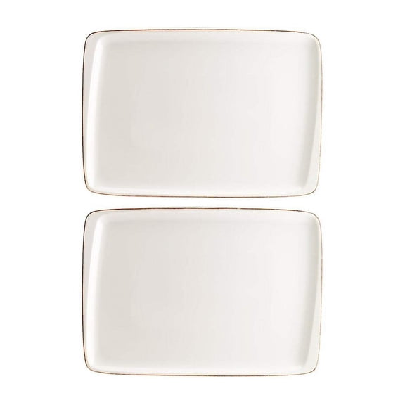 Retro 9" x 6" Rectangular Decorated Porcelain Plate (Set of 2)