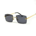 thumbnail image 1 of Retro 90'S Style Gold Wire Frame Rectangle Gem Cut Gray Tint Lens Men's Hip Hop Square Sunglasses, 1 of 5