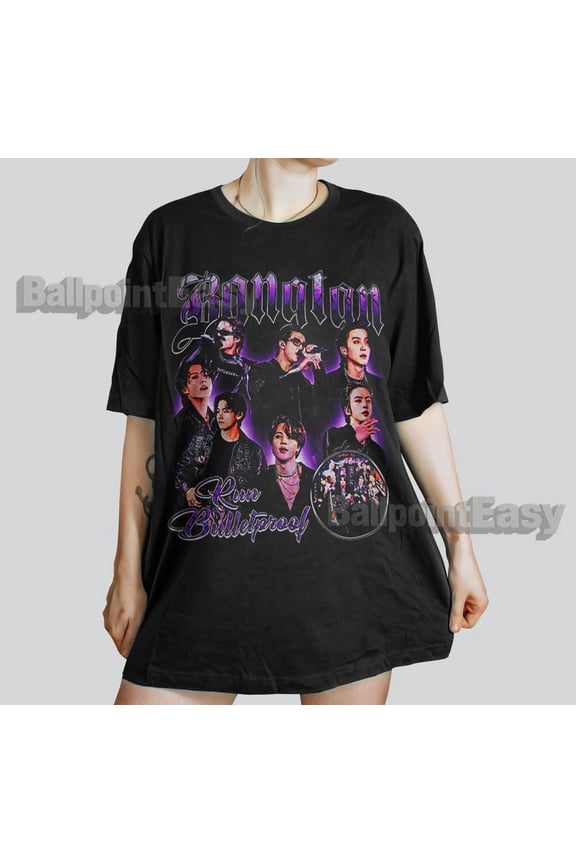Retro 90's Bangtan Run Graphic T-Shirt, K-Pop Army Fan Tee