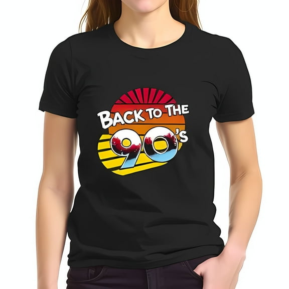 Retro 90's Graphic Cotton Short Sleeve T-Shirt - Bold Design with " BACK TO THE 90's " Print