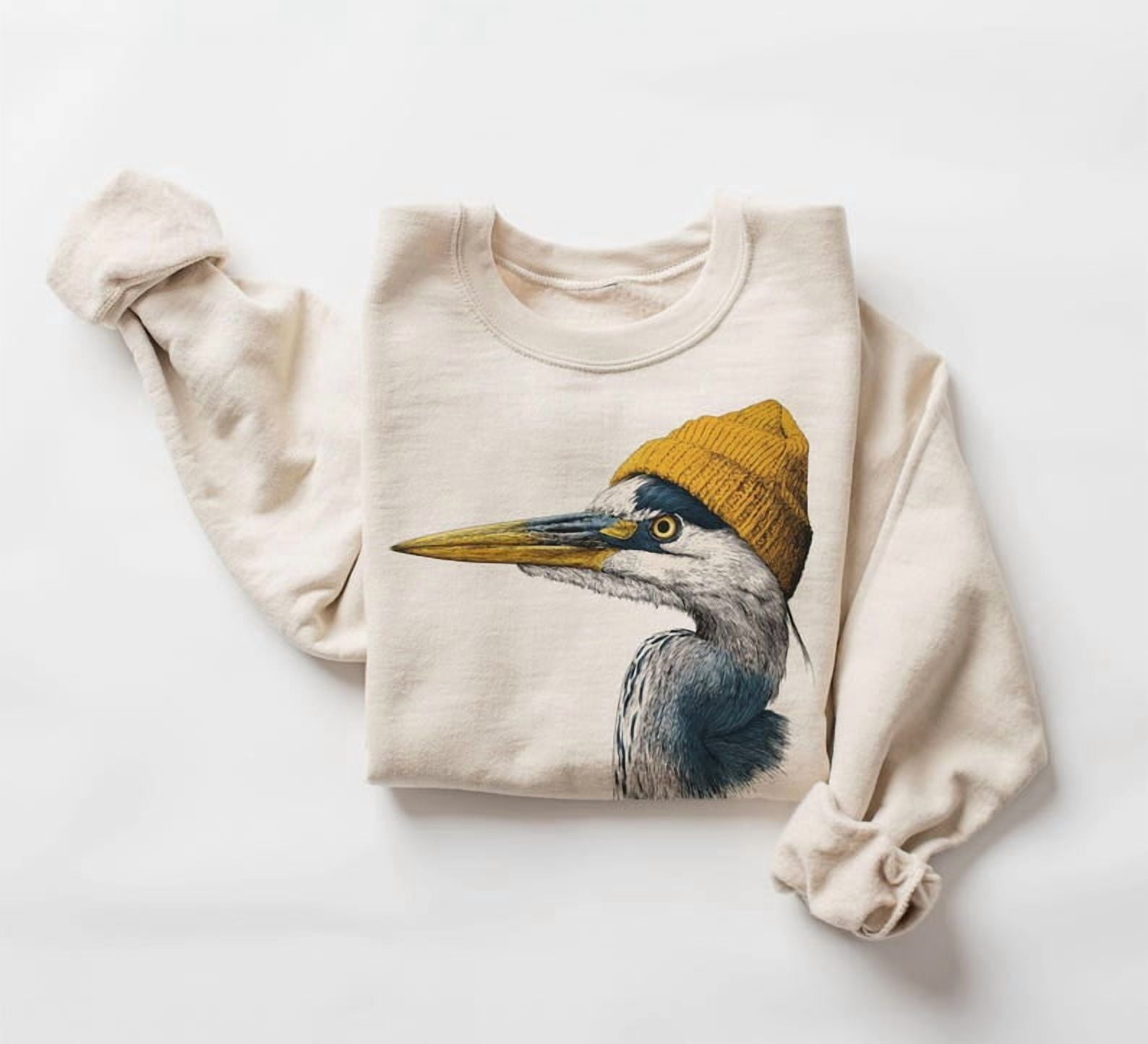 Retro 90's Great Blue Heron Wearing Beanie Vintage Birdwatching Birding ...
