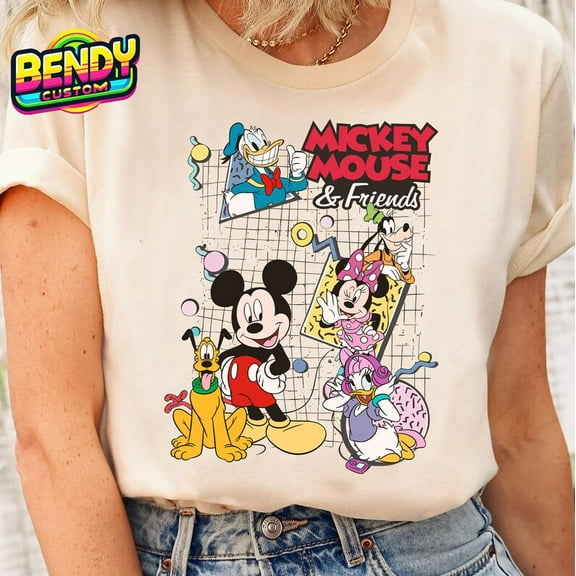 Retro 90S Mickey Friends Characters Group Shirt, Mickey & Co Vintage T-shirt, Magic Kingdom Disneyland Family Vacation Holiday Gift