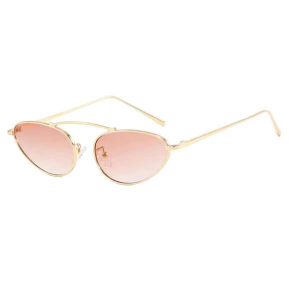 Retro 90s Cat Eye Oval Glasses Metal Frame UV Protection Eyewear Lightweight PC Lens Fashion Glasses for Daily & Outdoor Use