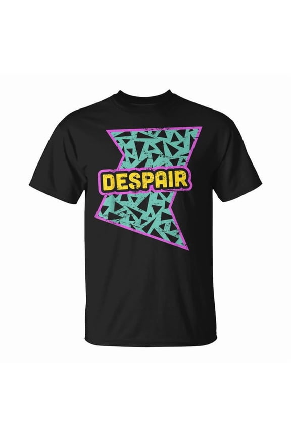 Retro 90s Despair Vaporwave Aesthetics Graphic Cotton T-Shirt Unisex Adult Soft Breathable Tee Casual Wear Comfortable Everyday Outfit, Size S, Color Black