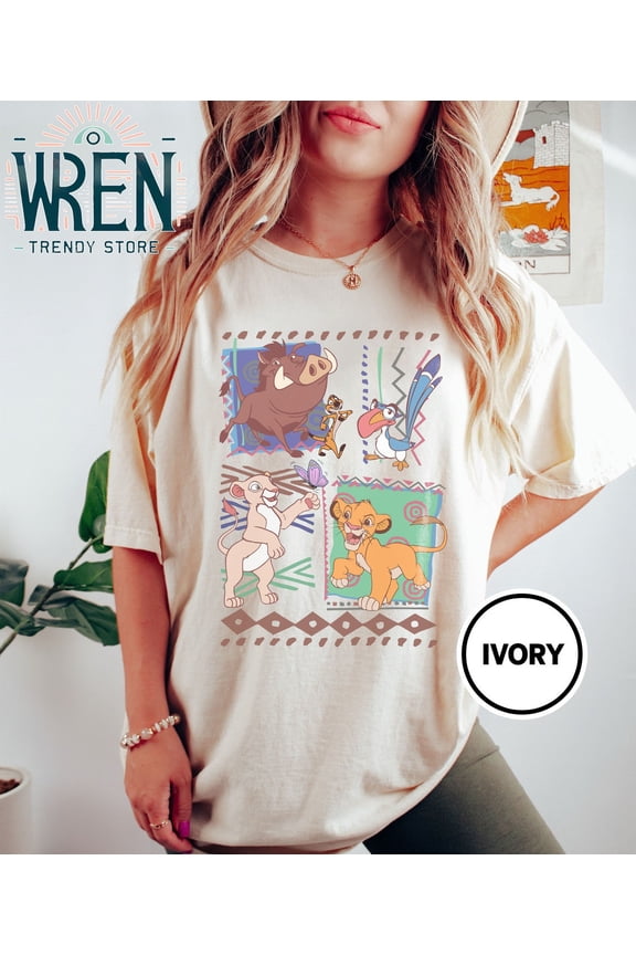 Retro 90s Disney Lion King Simba And Timon Comfort Colors T-Shirt, Vintage Lion King, Hakuna Matata Retro Shirt, Disney Family,Ivory color,size XL