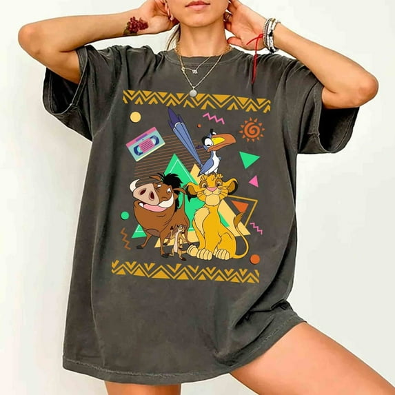 Retro 90s Disney Lion King Vintage Comfort Colors T-Shirt, Simba Timon Pumbaa Kevin Tee, Magic Kingdom Disneyland Family Holiday 2024 Trip Shirt, Light Green Color, Size 2XL