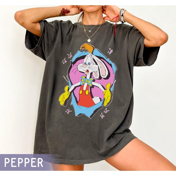 Retro 90s Who Framed Roger Rabbit Comfort Colors T-Shirt, Roger Rabbit Disney Shirt, Magic Kingdom, Walt Disney World, Disneyland Trip,Pepper color,size L